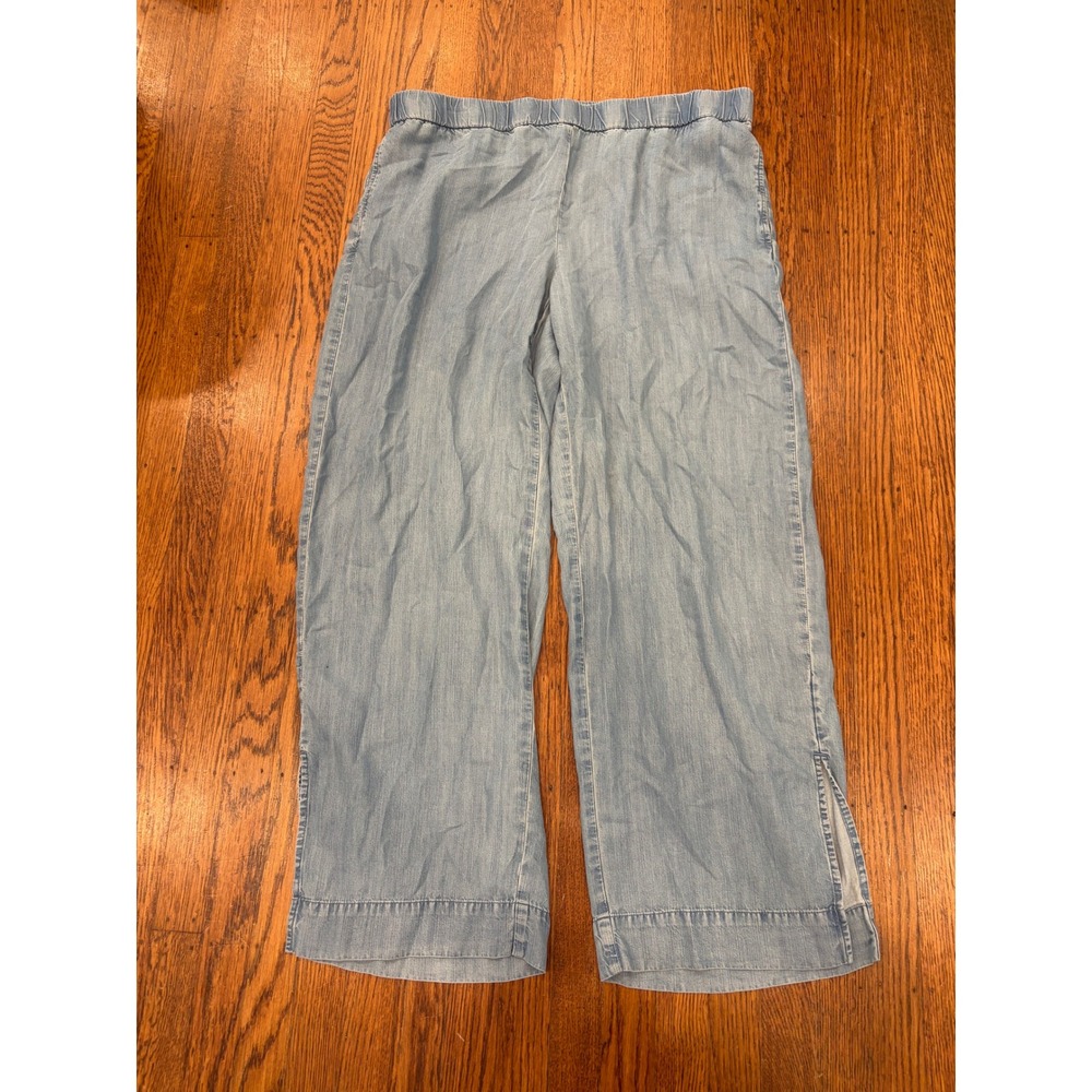 J. Jill Denim Tencel Wide-Leg Crop Pants — Light Wash | L